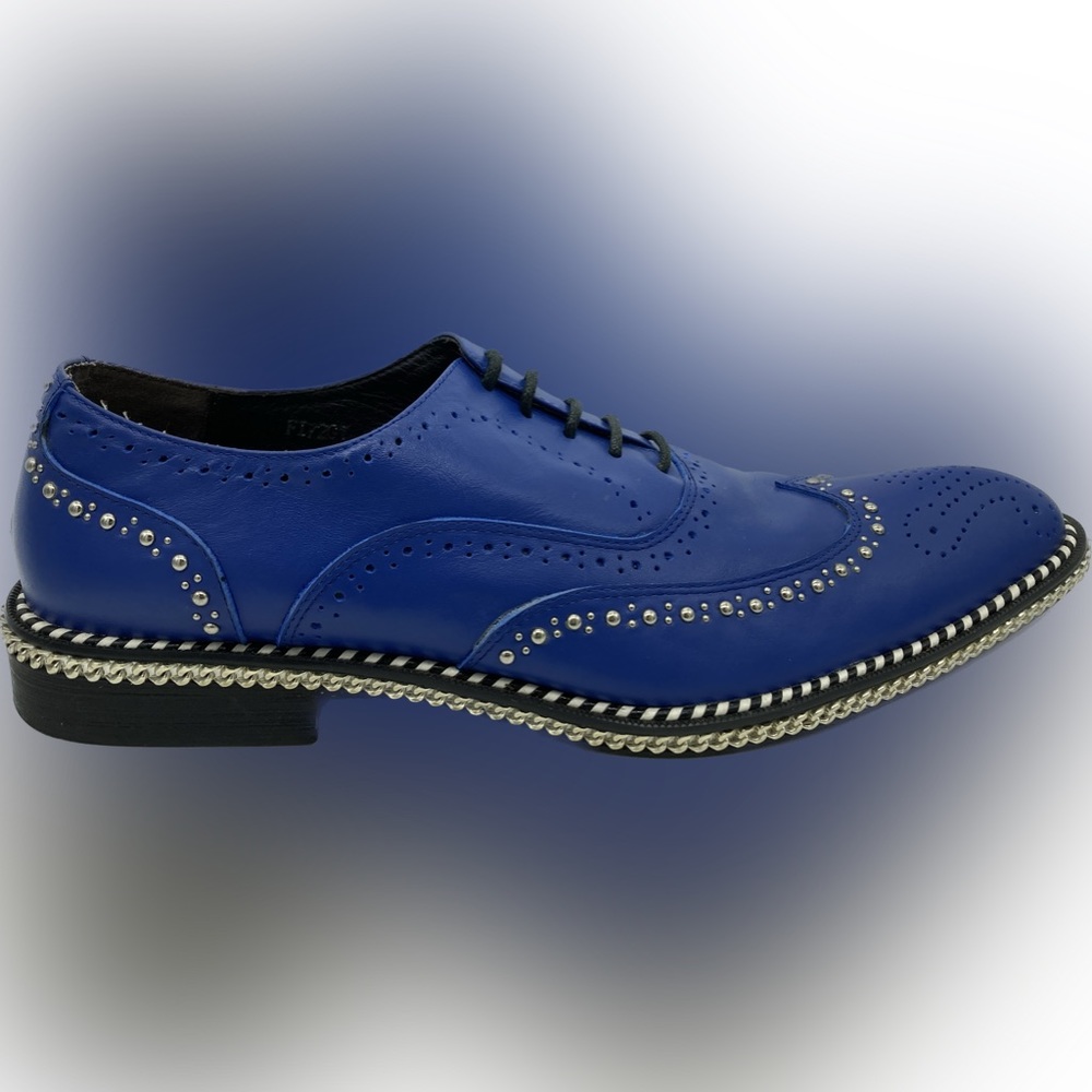 FI-7201 Blue Genuine Leather Lace up Wing Tip Fiesso by Aurelio Garcia size 8